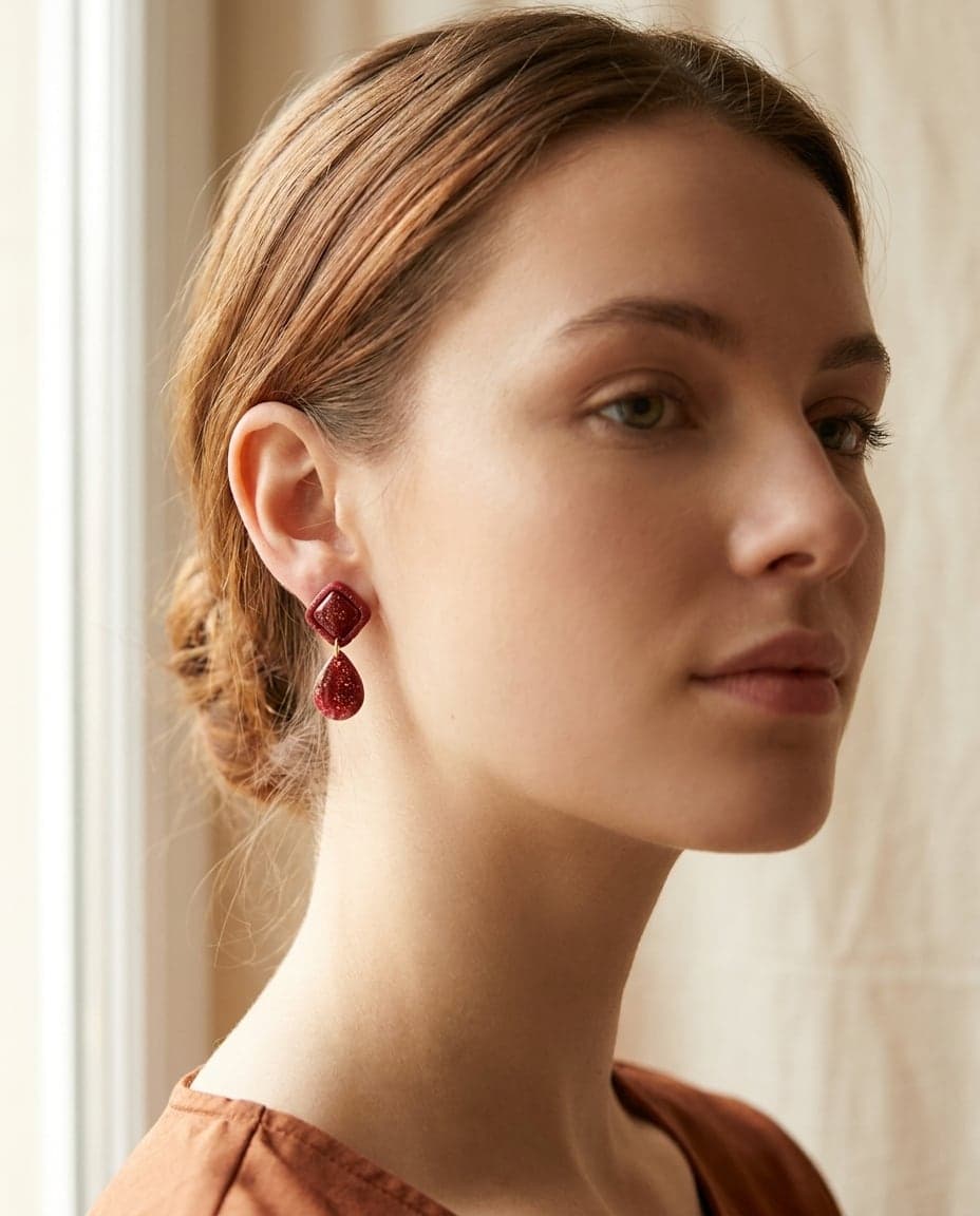 Crimson Noël studs – lifestyle A